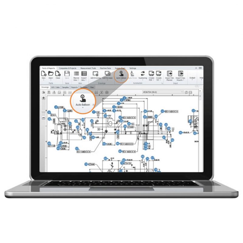 laptop showing technical graphics