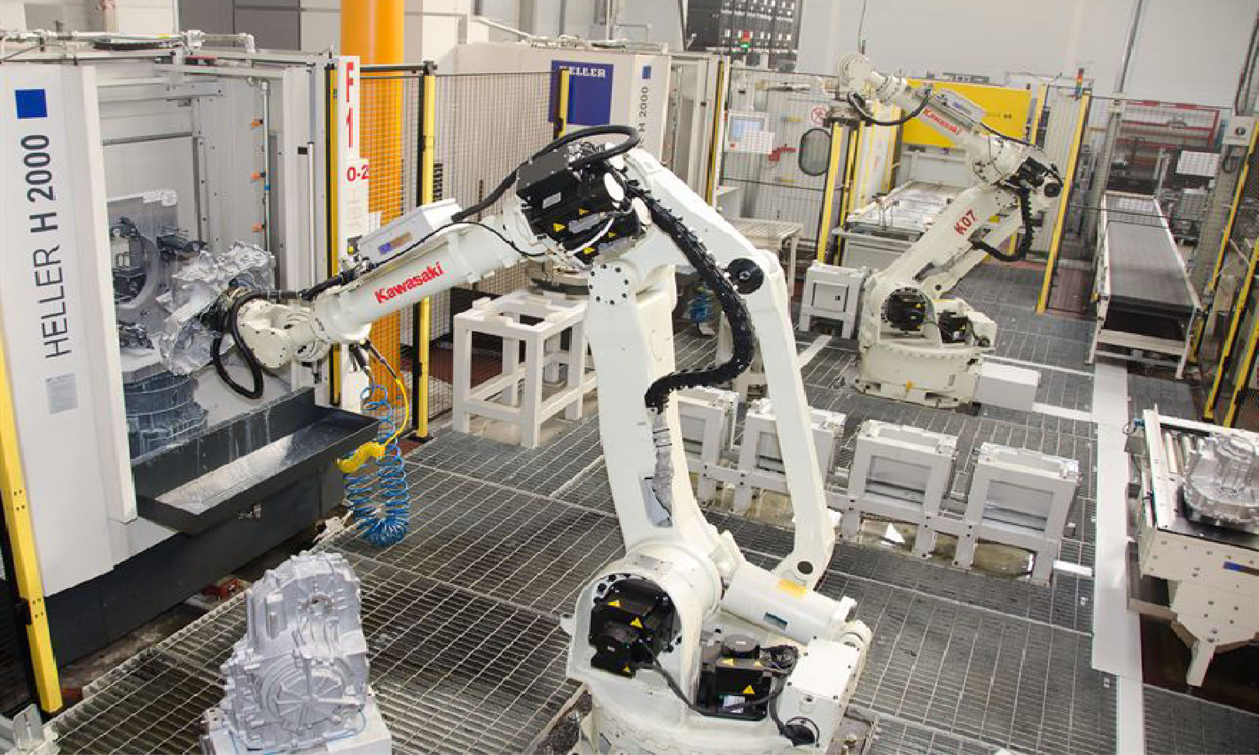 kawasaki robotic automation in a manufacturing factory